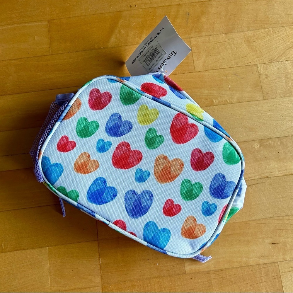 Travelers Club HEARTS Insulated Lunch Cooler Bag, Rainbow, White, Purple, 10 in - Picture 4 of 17